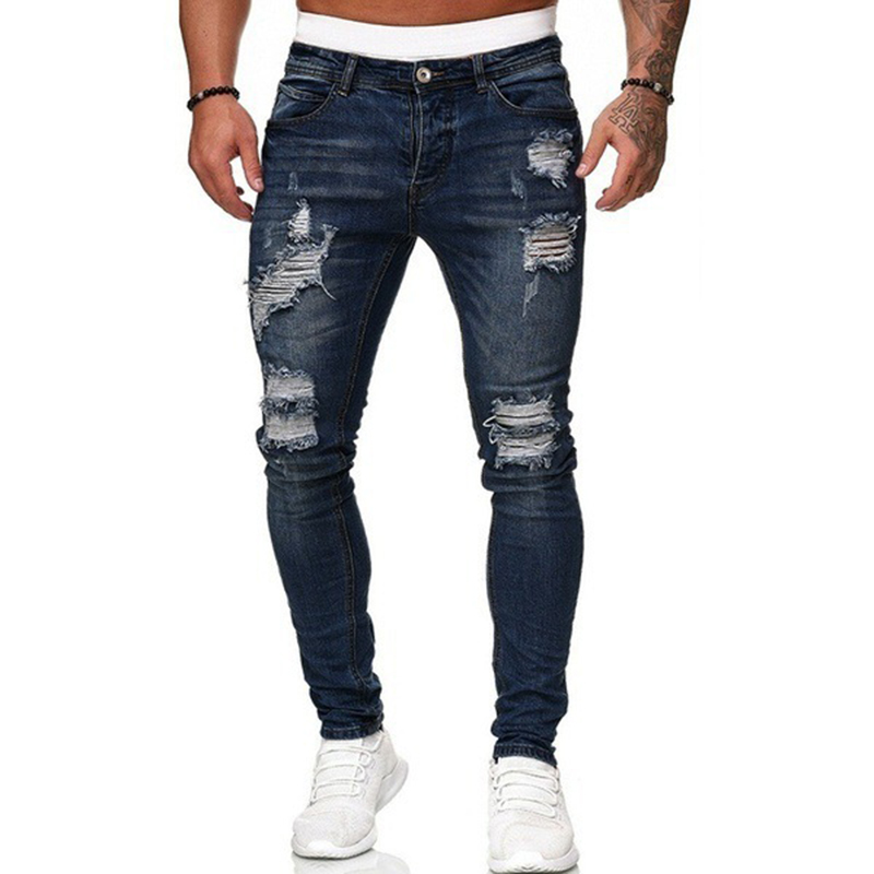2022 Jeans Men Ripped Skinny Hole Trousers Stretch Slim Denim Pants Large Size Hip Hop Black Blue Casual Jogging Jeans for Men 6 2022 Jeans Men Ripped Skinny Hole Trousers Stretch Slim Denim Pants Large Size Hip Hop Black Blue Casual Jogging Jeans for Men 6