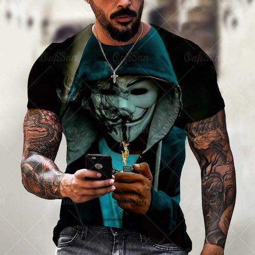 Summer Fashion Men/Women 3D Printing Dark Evil Clown Pattern T-Shirt Street Personality Trend Wild Loose Oversized Short-Sleeved 4