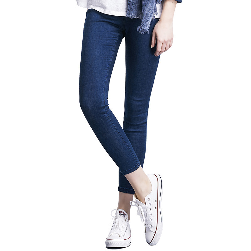 Women Jeans Casual High Waist Summer Autumn Pant Slim Stretch Cotton Denim Trousers For Woman Blue Black  100kg 2