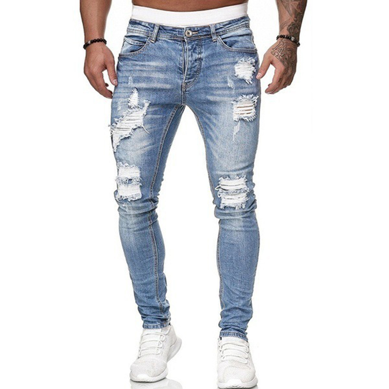 2022 Jeans Men Ripped Skinny Hole Trousers Stretch Slim Denim Pants Large Size Hip Hop Black Blue Casual Jogging Jeans for Men 5 2022 Jeans Men Ripped Skinny Hole Trousers Stretch Slim Denim Pants Large Size Hip Hop Black Blue Casual Jogging Jeans for Men 5
