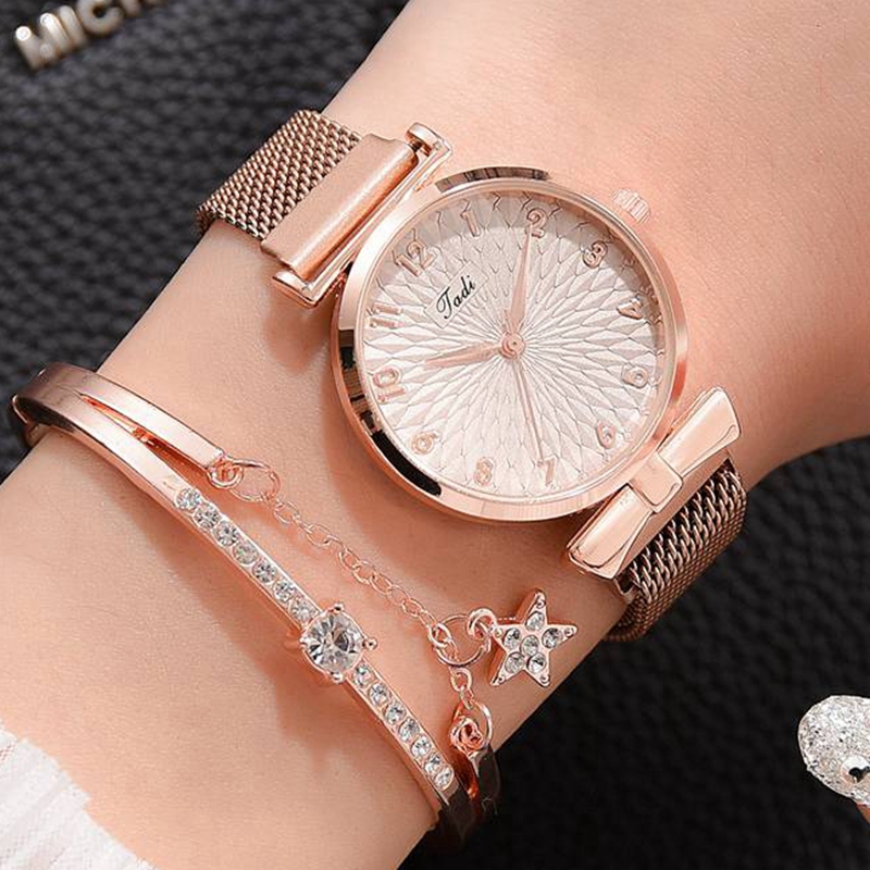 Luxury Women Bracelet Quartz Watches For Women Magnetic Watch Ladies Sports Dress Pink Dial Wrist Watch Clock Relogio Feminino 2