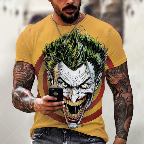 Summer Fashion Men/Women 3D Printing Dark Evil Clown Pattern T-Shirt Street Personality Trend Wild Loose Oversized Short-Sleeved 5