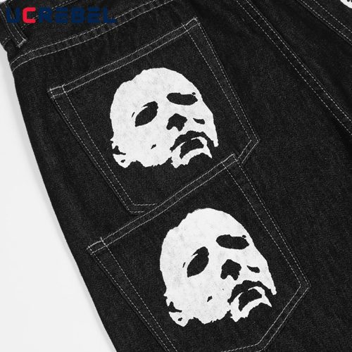 Spoof Portrait Print Denim Pants Mens High Street Funny Loose Straight-leg Pants Streetwear Casual Jeans y2k Trousers Men 4